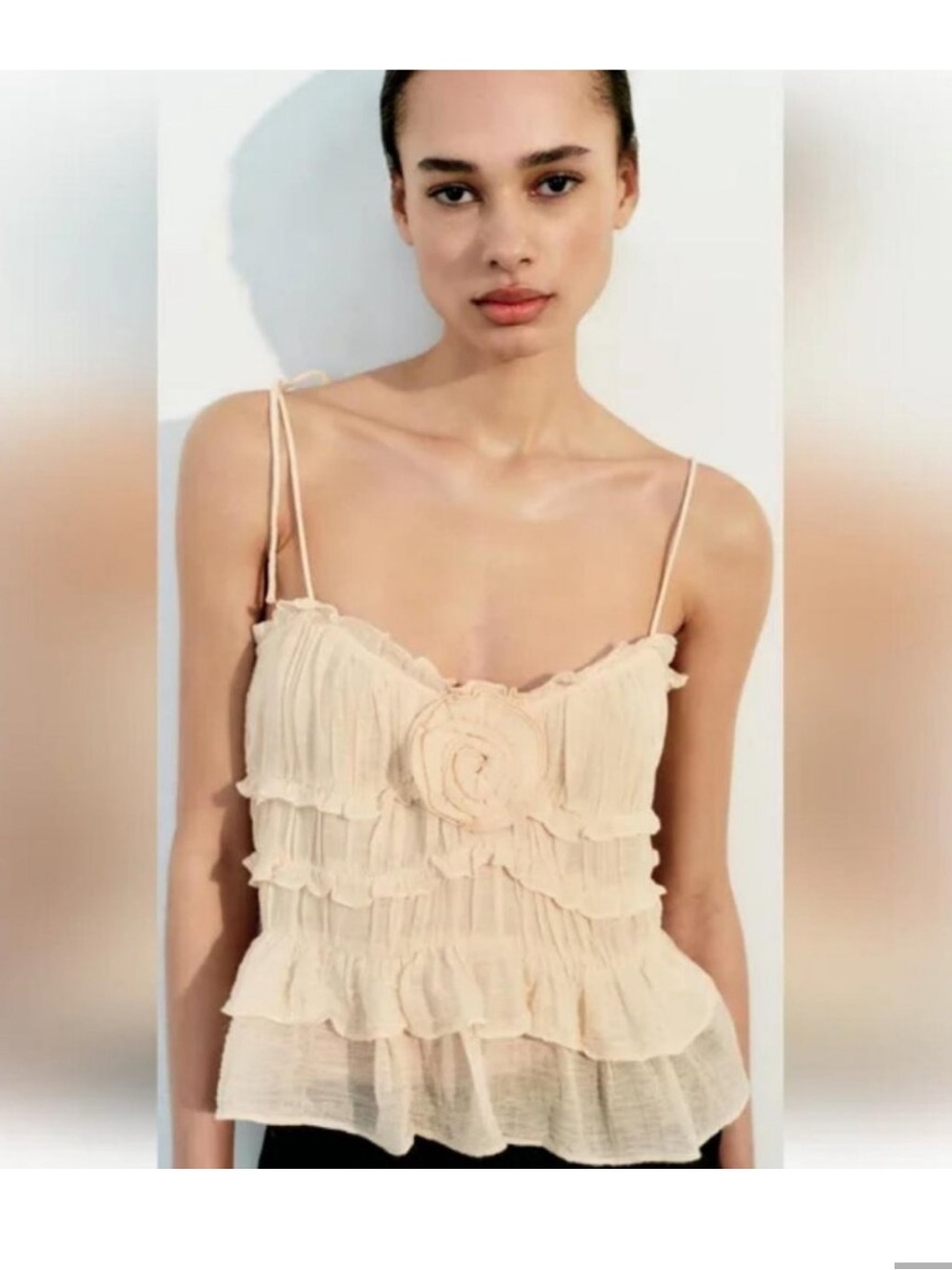 Zara Floral Ruffled Fluid Top, Small
